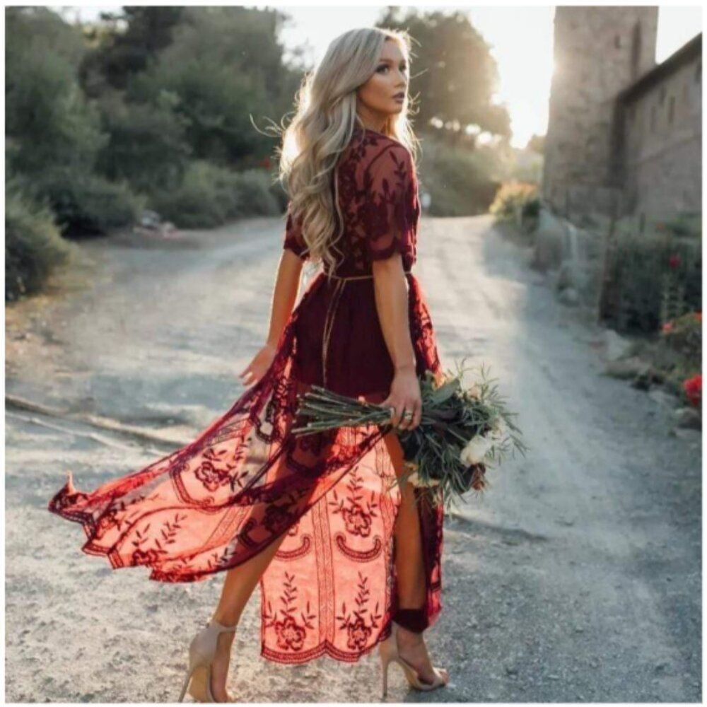 Eleter Romantic Whimsigoth Romper Maxi Dress Boho Lace Women S Dark Cottage